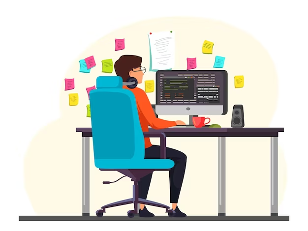 A man writes code on a computer