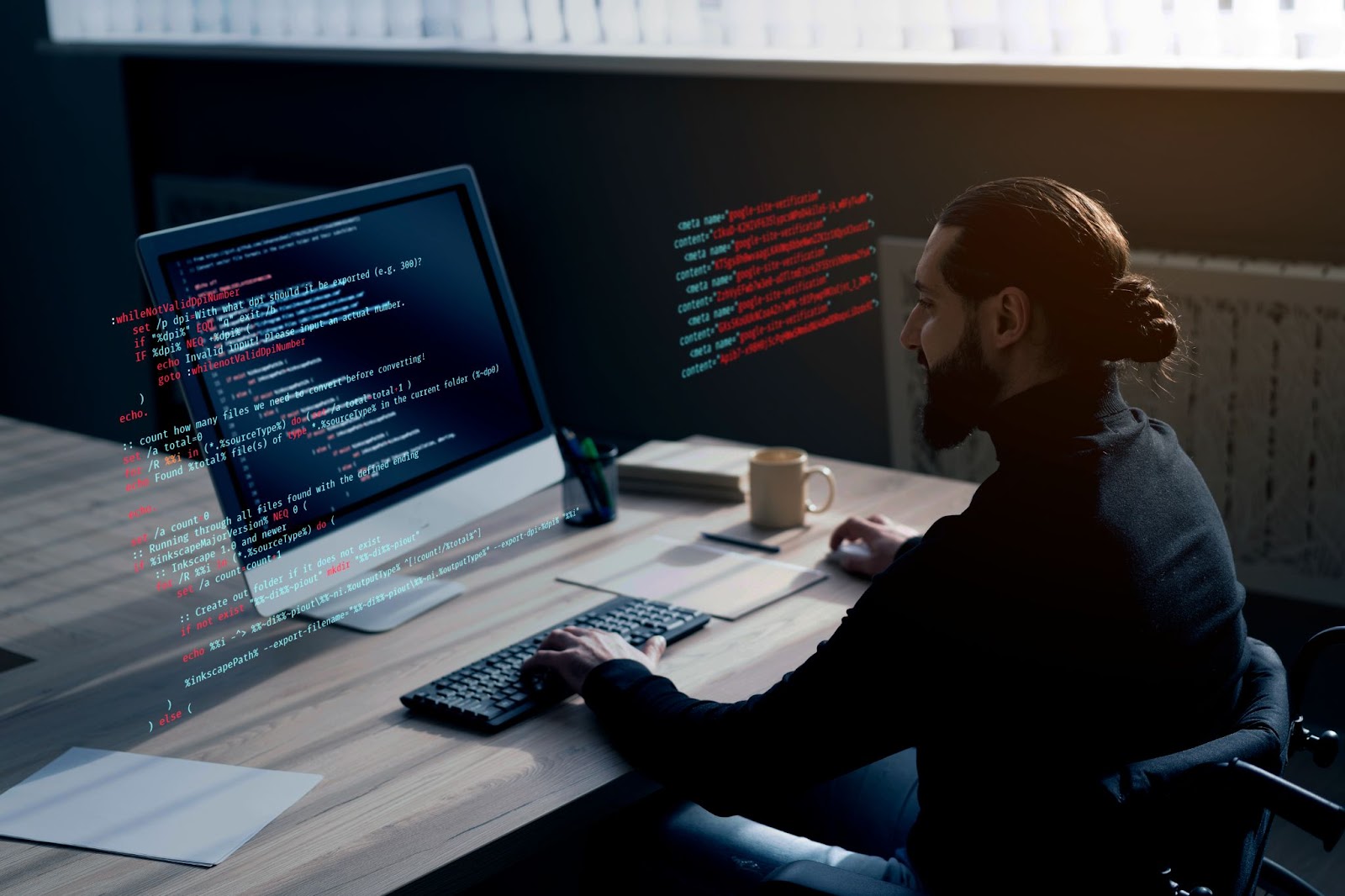 A programmer coding